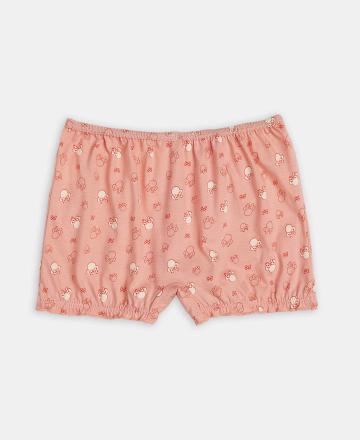 Disney Minnie Mouse Super Combed Cotton Printed Bloomers with Concealed Waistband - Mellow Rose, Skyway & Fairy Tale (Pack of 3)