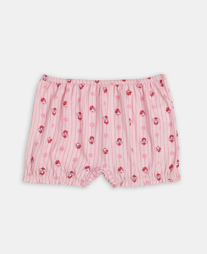 Disney Minnie Mouse Super Combed Cotton Printed Bloomers with Concealed Waistband - Mellow Rose, Skyway & Fairy Tale (Pack of 3)