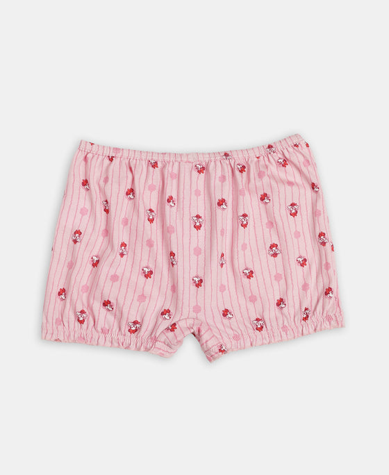 Disney Minnie Mouse Super Combed Cotton Printed Bloomers with Concealed Waistband - Mellow Rose, Skyway & Fairy Tale (Pack of 3)