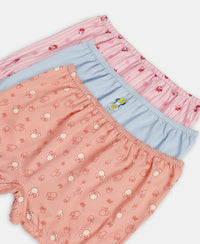 Disney Minnie Mouse Super Combed Cotton Printed Bloomers with Concealed Waistband - Mellow Rose, Skyway & Fairy Tale (Pack of 3)