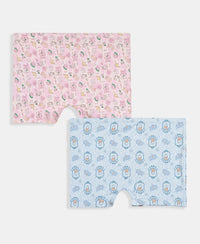 Disney Princess Collection Girls Super Combed Cotton Elastane Stretch Printed Shorties with Concealed Waistband - Skyway & Fairy Tale (Pack of 2)