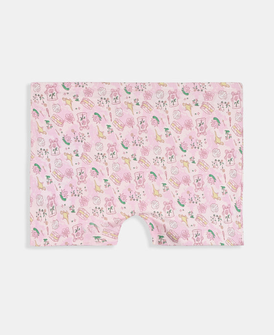 Disney Princess Collection Girls Super Combed Cotton Elastane Stretch Printed Shorties with Concealed Waistband - Skyway & Fairy Tale (Pack of 2)