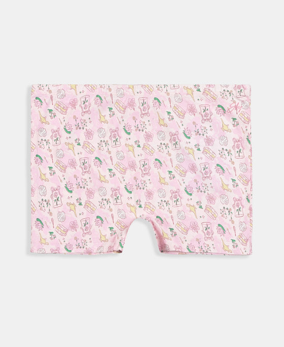 Disney Princess Collection Girls Super Combed Cotton Elastane Stretch Printed Shorties with Concealed Waistband - Skyway & Fairy Tale (Pack of 2)