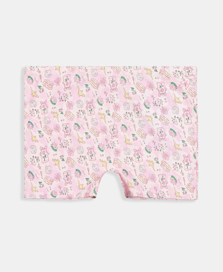 Disney Princess Collection Girls Super Combed Cotton Elastane Stretch Printed Shorties with Concealed Waistband - Skyway & Fairy Tale (Pack of 2)