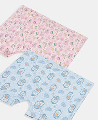 Disney Princess Collection Girls Super Combed Cotton Elastane Stretch Printed Shorties with Concealed Waistband - Skyway & Fairy Tale (Pack of 2)