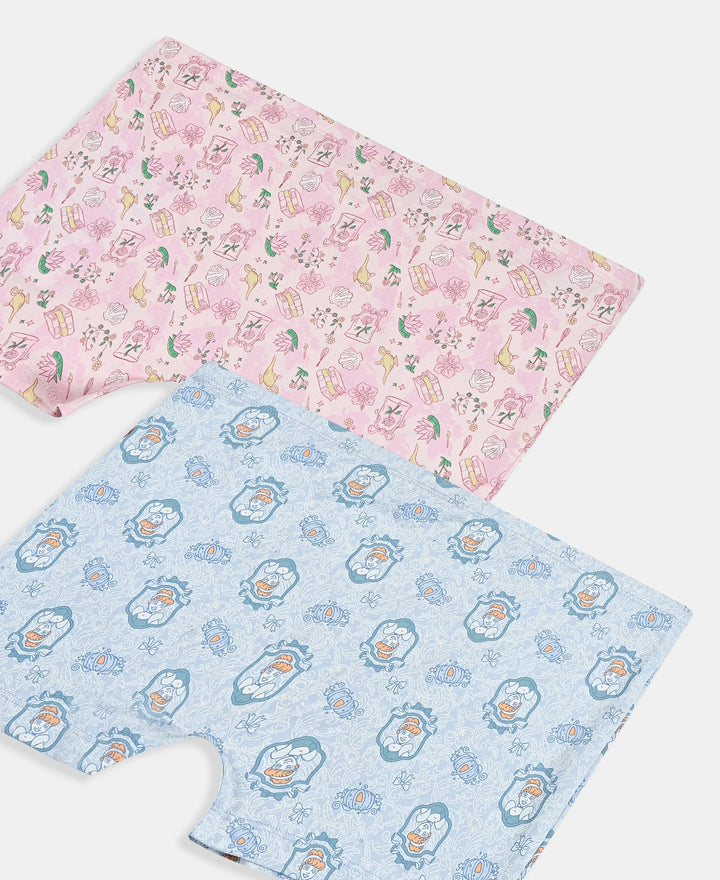 Disney Princess Collection Girls Super Combed Cotton Elastane Stretch Printed Shorties with Concealed Waistband - Skyway & Fairy Tale (Pack of 2)