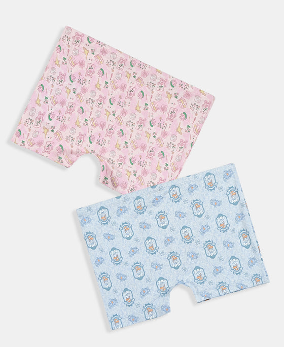 Disney Princess Collection Girls Super Combed Cotton Elastane Stretch Printed Shorties with Concealed Waistband - Skyway & Fairy Tale (Pack of 2)