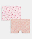 Disney Minnie Mouse Girls Super Combed Cotton Elastane Stretch Printed Shorties with Concealed Waistband - Fairy Tale & Lavender (Pack of 2)