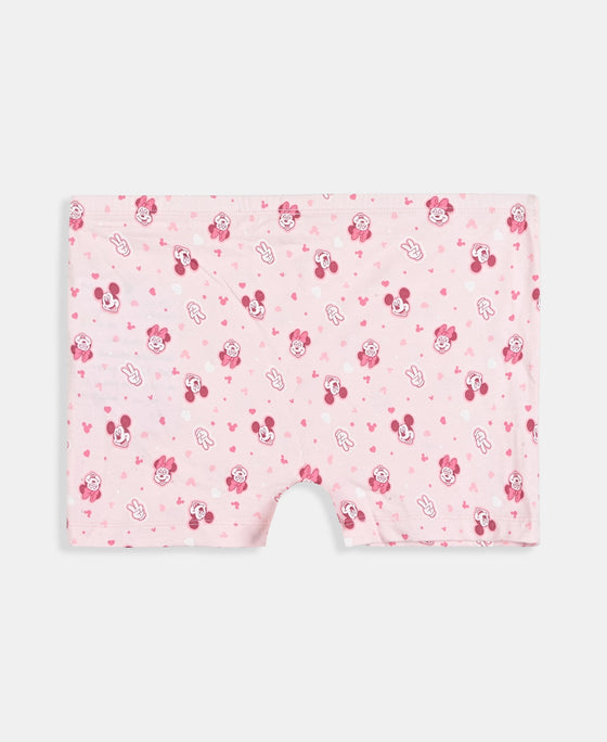 Disney Minnie Mouse Girls Super Combed Cotton Elastane Stretch Printed Shorties with Concealed Waistband - Fairy Tale & Lavender (Pack of 2)
