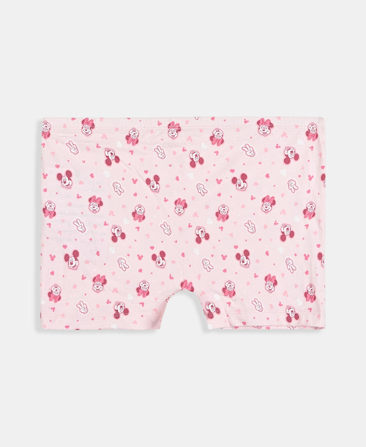 Disney Minnie Mouse Girls Super Combed Cotton Elastane Stretch Printed Shorties with Concealed Waistband - Fairy Tale & Lavender (Pack of 2)