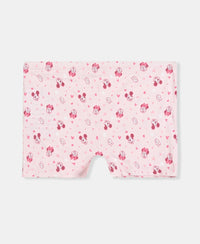 Disney Minnie Mouse Girls Super Combed Cotton Elastane Stretch Printed Shorties with Concealed Waistband - Fairy Tale & Lavender (Pack of 2)