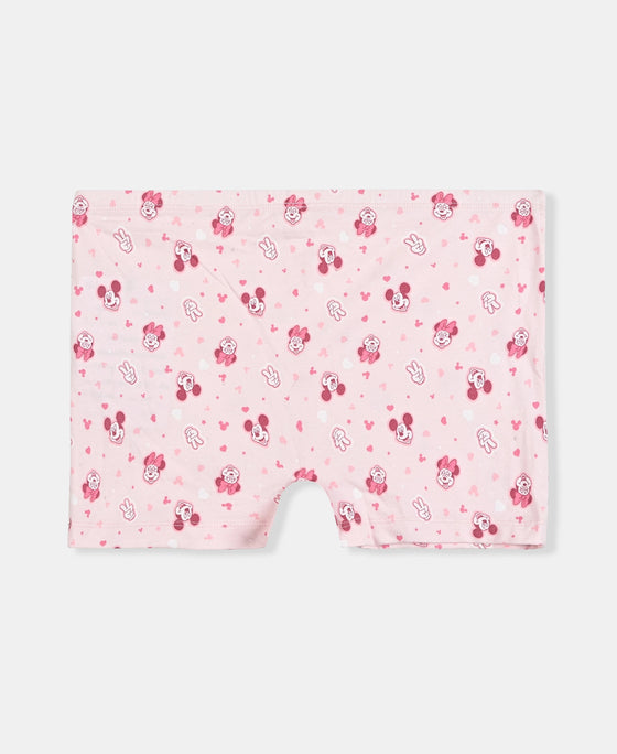 Disney Minnie Mouse Girls Super Combed Cotton Elastane Stretch Printed Shorties with Concealed Waistband - Fairy Tale & Lavender (Pack of 2)