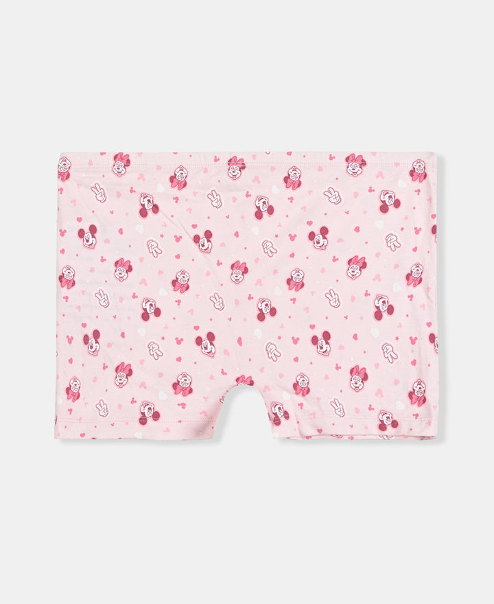 Disney Minnie Mouse Girls Super Combed Cotton Elastane Stretch Printed Shorties with Concealed Waistband - Fairy Tale & Lavender (Pack of 2)