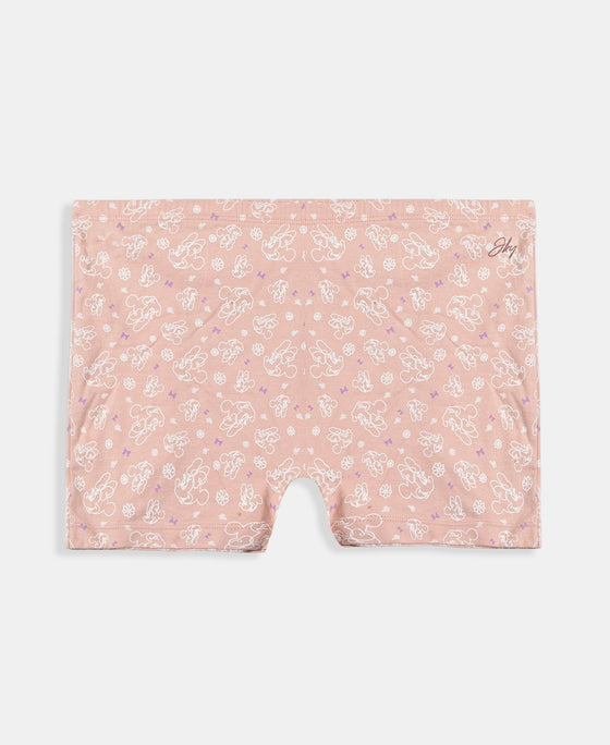 Disney Minnie Mouse Girls Super Combed Cotton Elastane Stretch Printed Shorties with Concealed Waistband - Fairy Tale & Lavender (Pack of 2)
