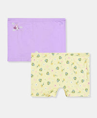 Disney Minnie Mouse Girls Super Combed Cotton Elastane Stretch Printed Shorties with Concealed Waistband - Misty Rose & Pastel Yellow (Pack of 2)