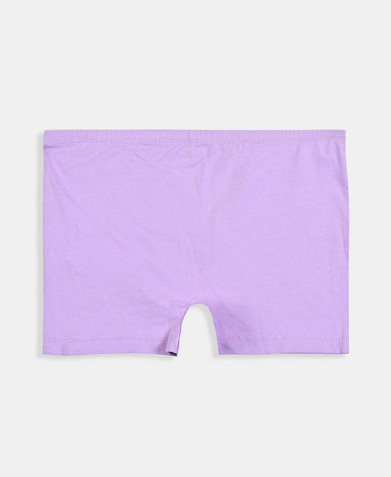 Disney Minnie Mouse Girls Super Combed Cotton Elastane Stretch Printed Shorties with Concealed Waistband - Misty Rose & Pastel Yellow (Pack of 2)