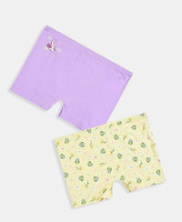 Disney Minnie Mouse Girls Super Combed Cotton Elastane Stretch Printed Shorties with Concealed Waistband - Misty Rose & Pastel Yellow (Pack of 2)