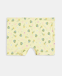 Disney Minnie Mouse Girls Super Combed Cotton Elastane Stretch Printed Shorties with Concealed Waistband - Misty Rose & Pastel Yellow (Pack of 2)