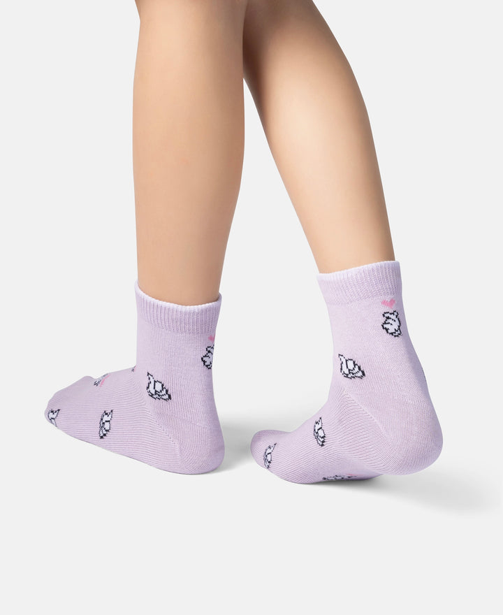 Disney Mickey & Minnie Mouse Compact Cotton Stretch Ankle Length Socks with StayFresh Treatment - Orchid Bloom & Chambray Blue (Pack of 2)