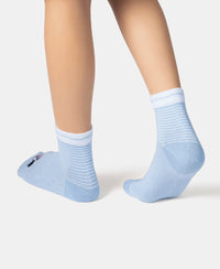 Disney Mickey & Minnie Mouse Compact Cotton Stretch Ankle Length Socks with StayFresh Treatment - Orchid Bloom & Chambray Blue (Pack of 2)
