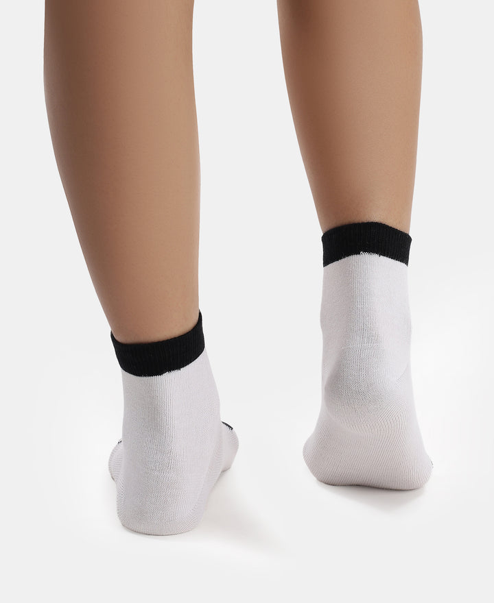 Disney Mickey & Minnie Mouse Compact Cotton Terry Ankle Length Socks with StayFresh Treatment - White & Aurora Pink (Pack of 2)