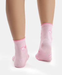 Disney Mickey & Minnie Mouse Compact Cotton Terry Ankle Length Socks with StayFresh Treatment - White & Pirouette (Pack of 2)