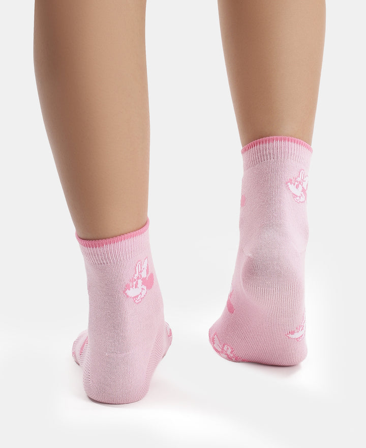 Disney Mickey & Minnie Mouse Compact Cotton Terry Ankle Length Socks with StayFresh Treatment - White & Pirouette (Pack of 2)