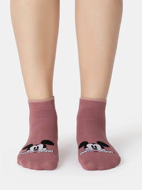 Disney Compact Cotton Stretch Ankle Length Socks with StayFresh Treatment - Wistful Mauve & Pale Mauve (Pack of 2)