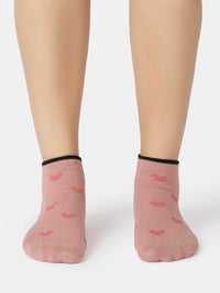 Disney Compact Cotton Stretch Ankle Length Socks with StayFresh Treatment - Wistful Mauve & Pale Mauve (Pack of 2)