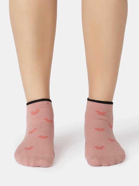 Disney Compact Cotton Stretch Ankle Length Socks with StayFresh Treatment - Wistful Mauve & Pale Mauve (Pack of 2)