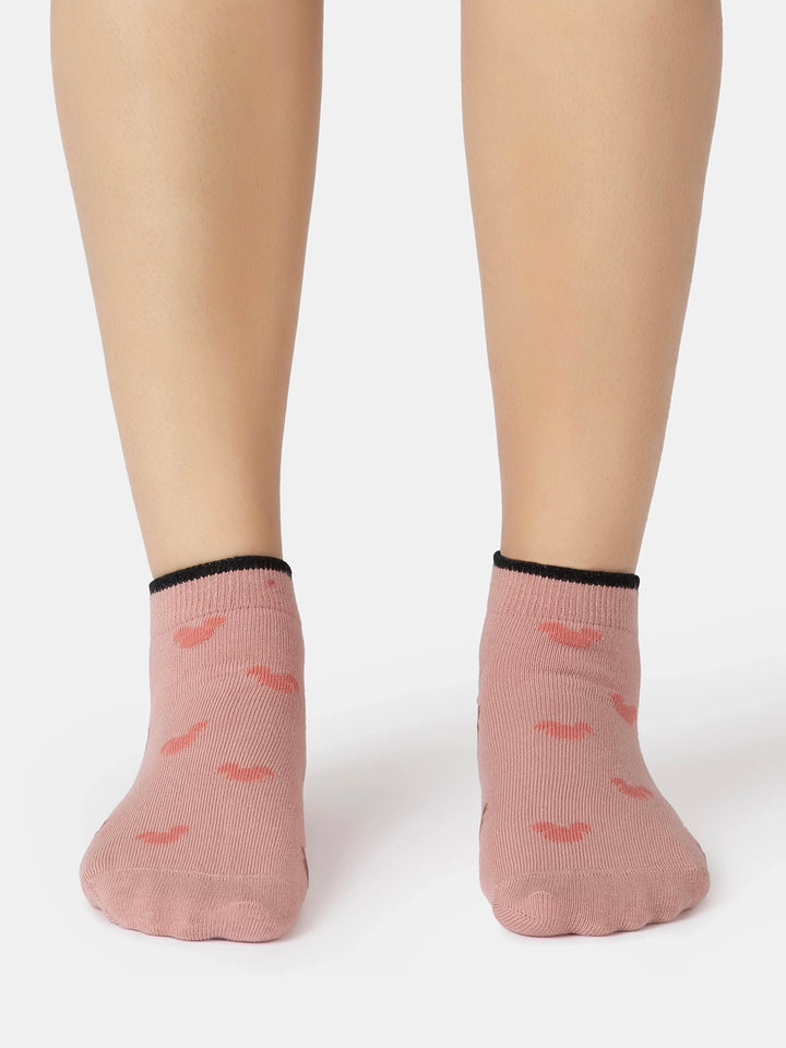 Disney Compact Cotton Stretch Ankle Length Socks with StayFresh Treatment - Wistful Mauve & Pale Mauve (Pack of 2)