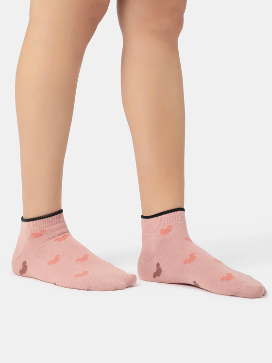 Disney Compact Cotton Stretch Ankle Length Socks with StayFresh Treatment - Wistful Mauve & Pale Mauve (Pack of 2)