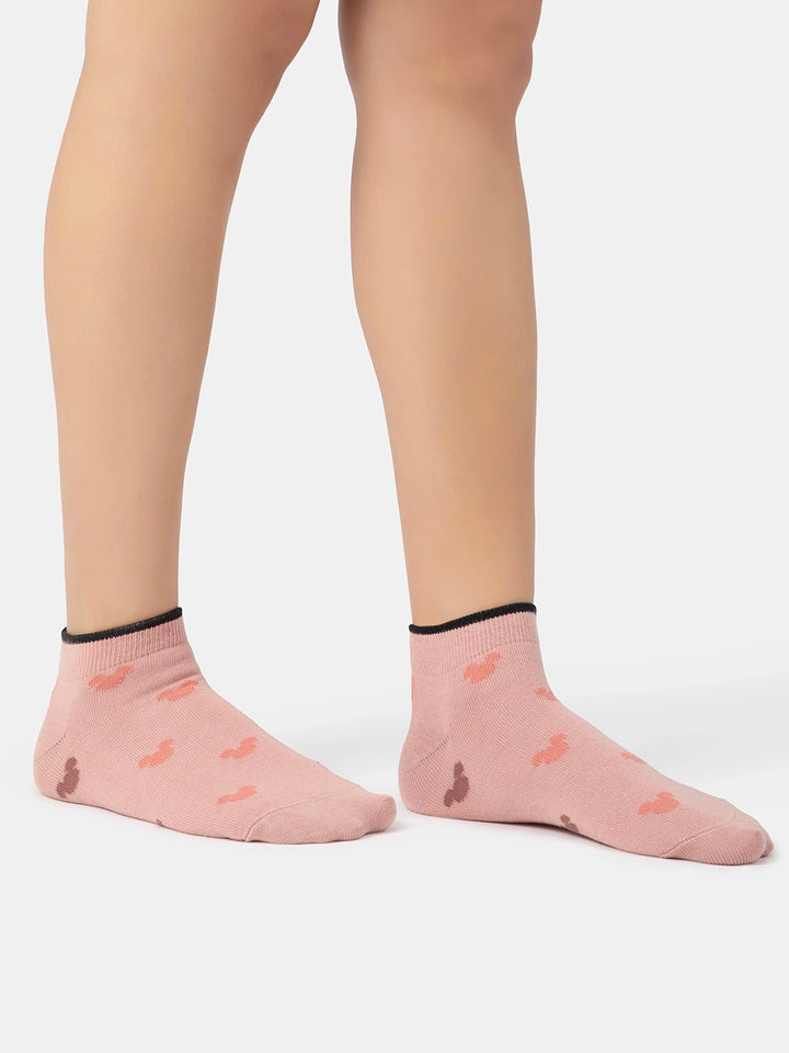 Disney Compact Cotton Stretch Ankle Length Socks with StayFresh Treatment - Wistful Mauve & Pale Mauve (Pack of 2)