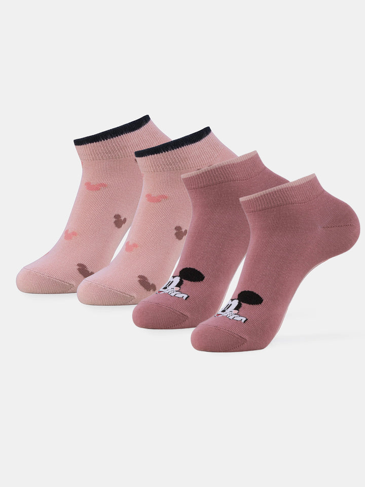 Disney Compact Cotton Stretch Ankle Length Socks with StayFresh Treatment - Wistful Mauve & Pale Mauve (Pack of 2)