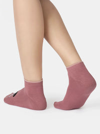 Disney Compact Cotton Stretch Ankle Length Socks with StayFresh Treatment - Wistful Mauve & Pale Mauve (Pack of 2)