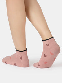 Disney Compact Cotton Stretch Ankle Length Socks with StayFresh Treatment - Wistful Mauve & Pale Mauve (Pack of 2)