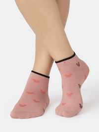 Disney Compact Cotton Stretch Ankle Length Socks with StayFresh Treatment - Wistful Mauve & Pale Mauve (Pack of 2)