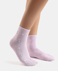 Disney Compact Cotton Stretch Ankle Length Socks with StayFresh Treatment - White & Orchid Bloom (Pack of 2)