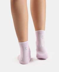 Disney Compact Cotton Stretch Ankle Length Socks with StayFresh Treatment - White & Orchid Bloom (Pack of 2)