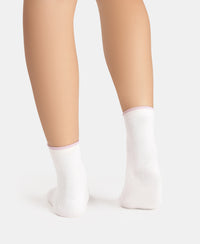 Disney Compact Cotton Stretch Ankle Length Socks with StayFresh Treatment - White & Orchid Bloom (Pack of 2)