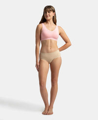 Wirefree Padded Super Combed Cotton Elastane Stretch Full Coverage Lounge and Sleep Bra with Removable Pads - Candy Pink