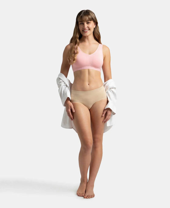 Wirefree Padded Super Combed Cotton Elastane Stretch Full Coverage Lounge and Sleep Bra with Removable Pads - Candy Pink
