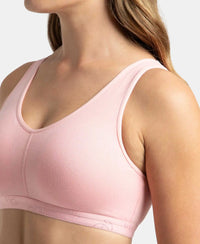 Wirefree Padded Super Combed Cotton Elastane Stretch Full Coverage Lounge and Sleep Bra with Removable Pads - Candy Pink