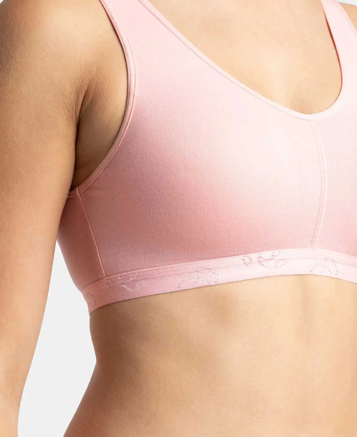Wirefree Padded Super Combed Cotton Elastane Stretch Full Coverage Lounge and Sleep Bra with Removable Pads - Candy Pink