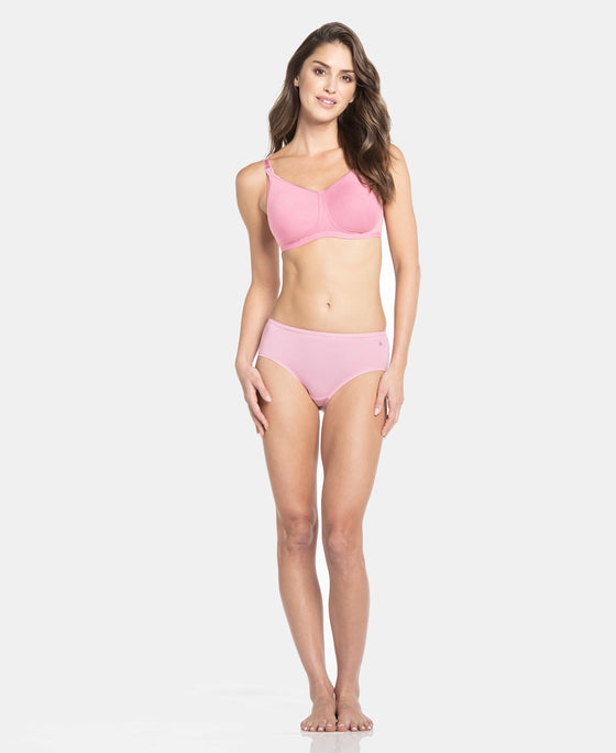 Wirefree Non Padded Super Combed Cotton Elastane Stretch Full Coverage Nursing Bra with Front Clasp Opening - Rose Wine