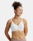 Wirefree Non Padded Super Combed Cotton Elastane Stretch Full Coverage Plus Size Bra with Side Panel Support - White