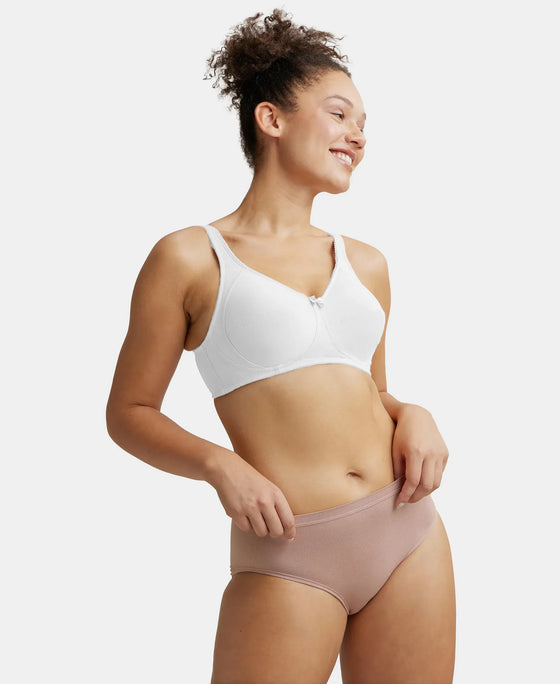Wirefree Non Padded Super Combed Cotton Elastane Stretch Full Coverage Plus Size Bra with Side Panel Support - White