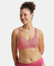 Wirefree Non Padded Super Combed Cotton Elastane Stretch Full Coverage Plus Size Bra Plush Lining Cup - Heather Rose