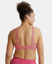 Wirefree Non Padded Super Combed Cotton Elastane Stretch Full Coverage Plus Size Bra Plush Lining Cup - Heather Rose