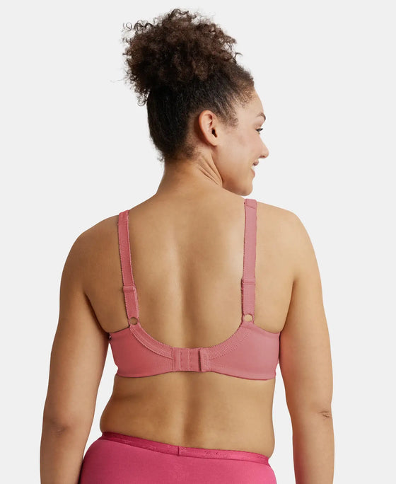 Wirefree Non Padded Super Combed Cotton Elastane Stretch Full Coverage Plus Size Bra Plush Lining Cup - Heather Rose
